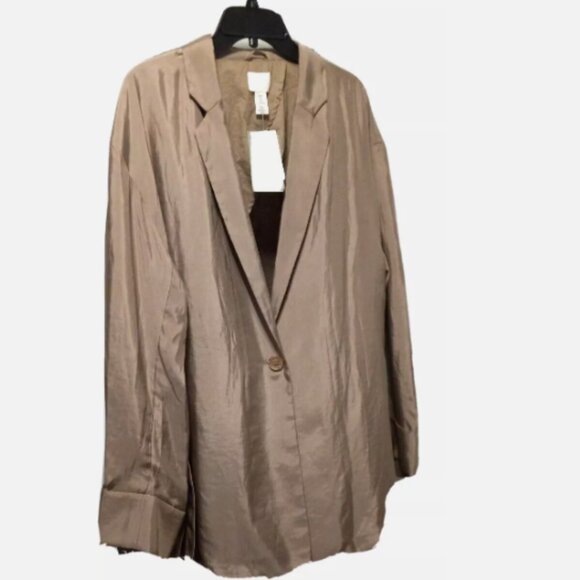 H&M Women’s Oversized Jacket Sz M Beige Wide Sleeve Casual Coat NEW Runs Big - Picture 5 of 15